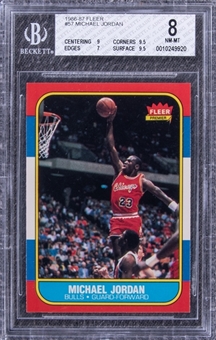 1986-87 Fleer #57 Michael Jordan Rookie Card - BGS NM-MT 8